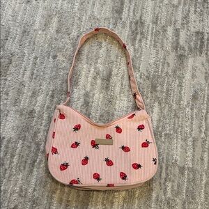 Strawberry Print Pink Shoulder Bag